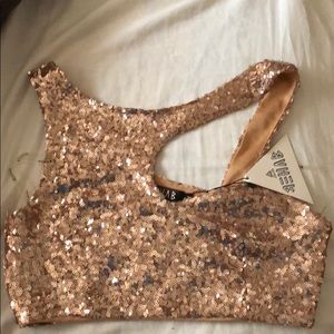 Rose gold and black sparkle tops